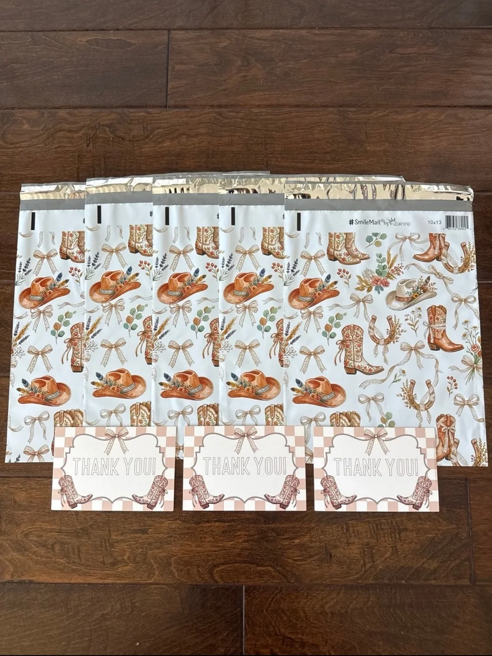 50 Pack - 10x13” Poly Mailers/Thank You Cards Mix (25 Each)